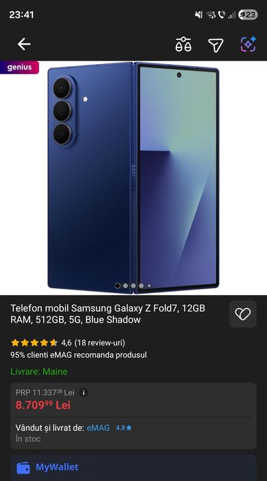 Vand Samsung Fold 7 512GB Blue