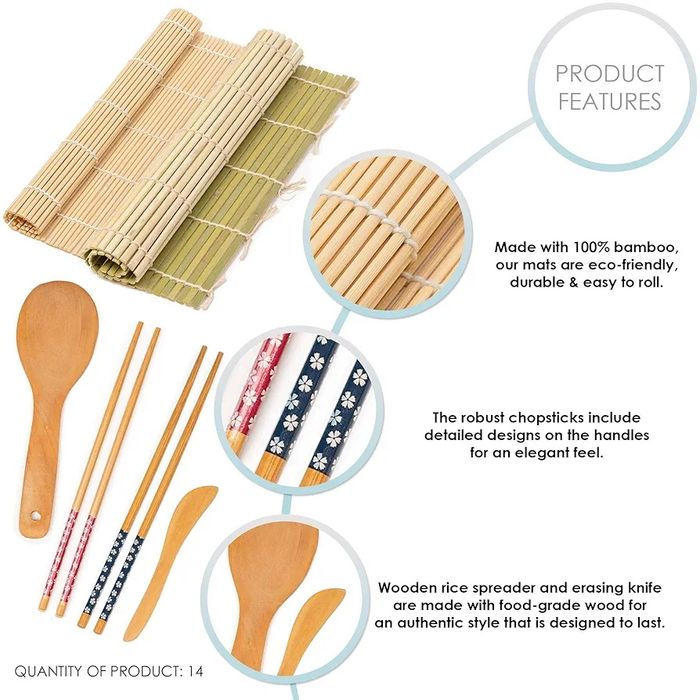 Комплект за суши , бамбуков комплект за приготвяне на суши