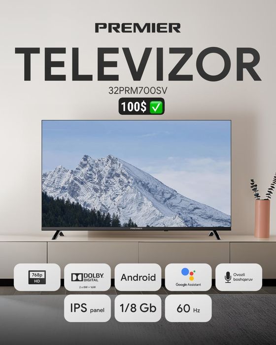 Телевизор 32 smart android. Ovozli boshqaruv