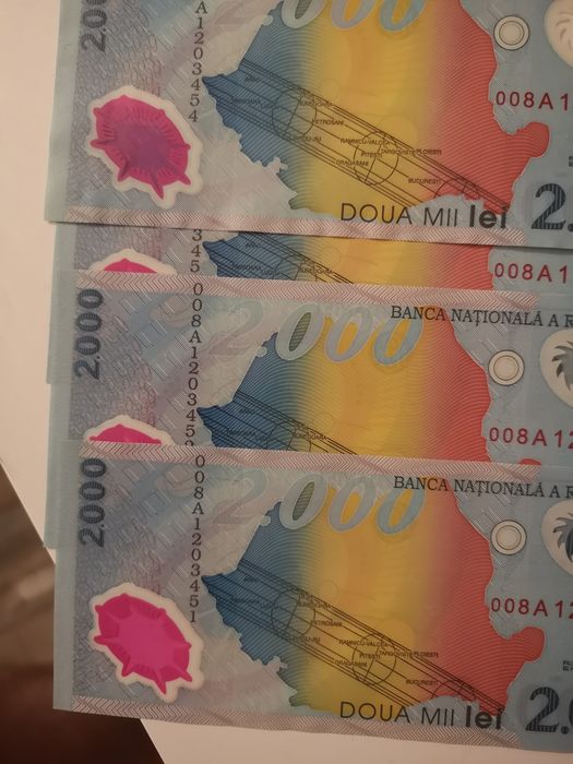 Bancnote eclipsa 2000 lei seria A serie consecutiva