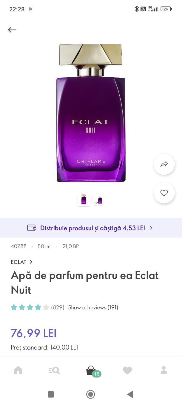 Transport gratuit &Eclat Nuit Oriflame