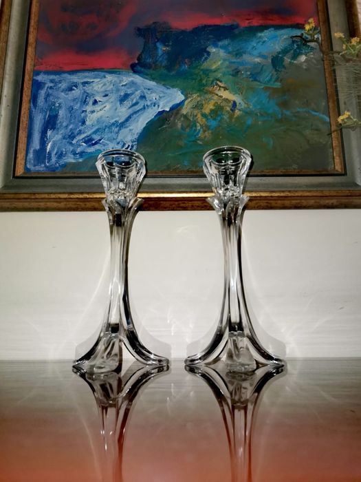Кристални Свещници комплект френски БАНДОЛ Cristal D'Arques Durand  2