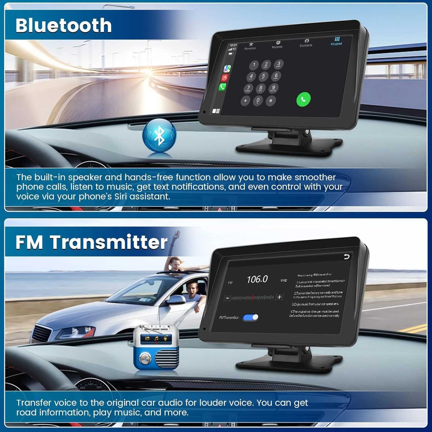 НОВ! HD CarPlay/Android Auto дисплей 7”, Bluetooth, Mirror Link