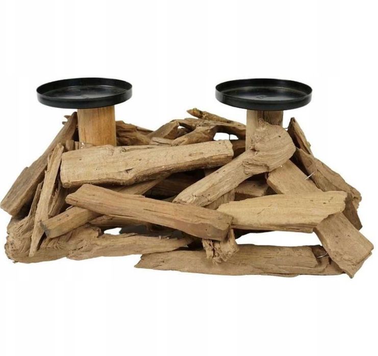 Suport Decorativ din Lemn  Pentru 2 Lumanari,  30 x 19 x 15 cm