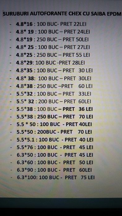 Șuruburi autoforante cu șaibă epdm