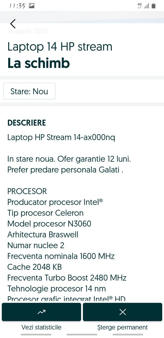 Laptop HP stare nou