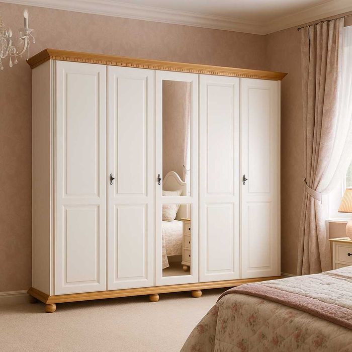 Dulap din lemn masiv cu oglinda Bucovina, 5 usi