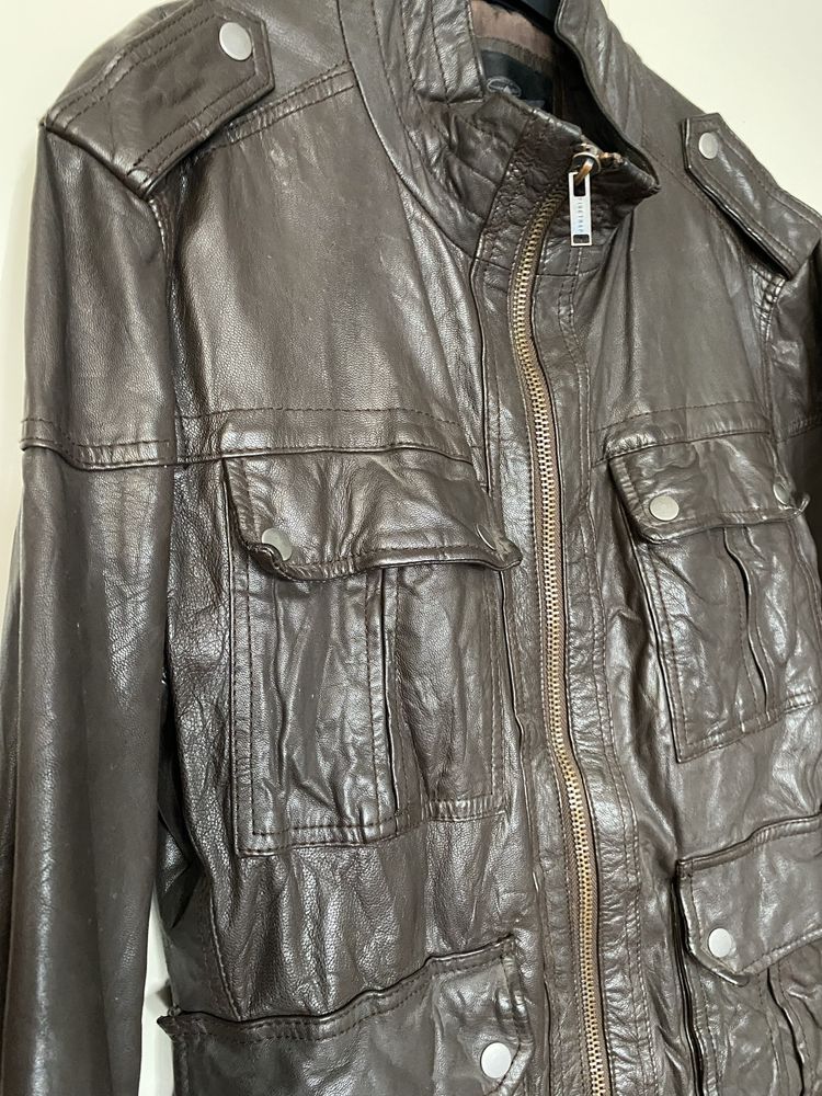 Мъжко кафяво кожено яке Firetrap , размер Л