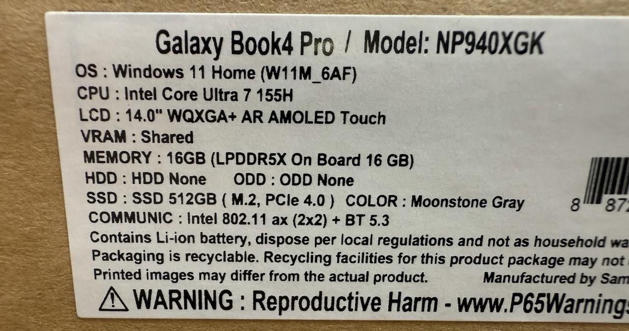 Samsung galaxy book 4 pro