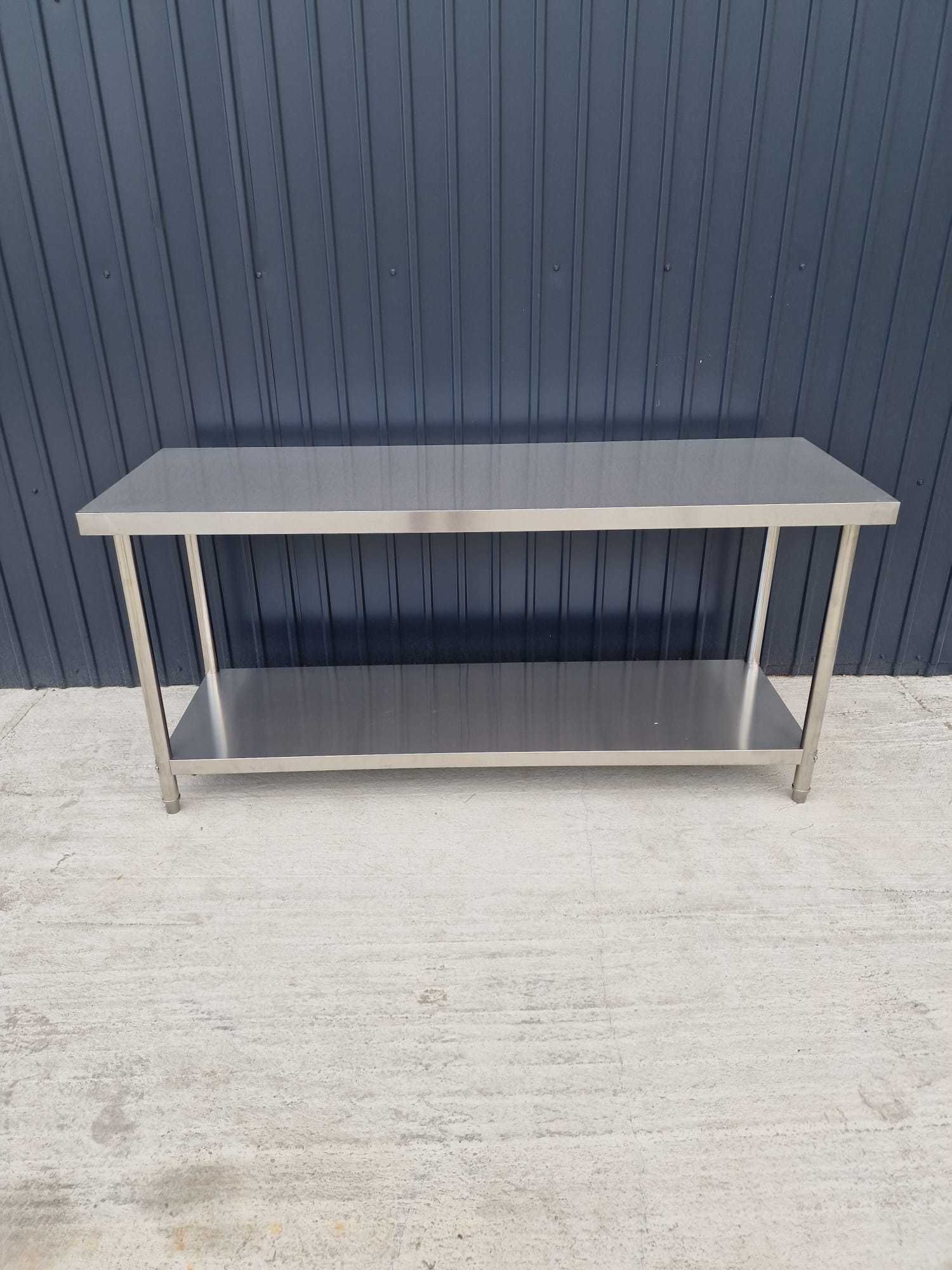 masa de inox dimensiuni 1800x600x850H-MM ,masa cu polita din inox noua