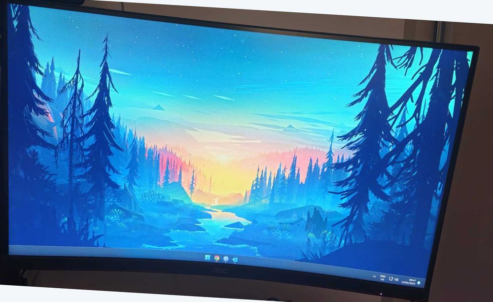 Pachet 2 x Monitor AOC 27" (inch) curbat + suport monitoare