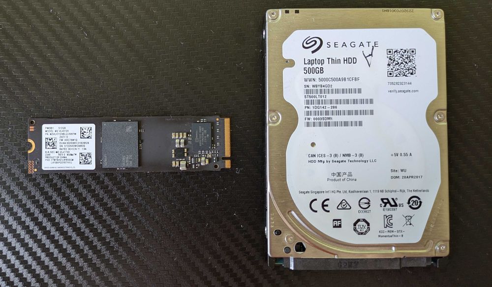 Kit stocare SSD NVMe Samsung 500GB + HDD slim Seagate 500GB