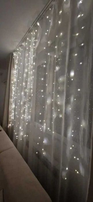 Perdea luminoasă alb rece 3x3m cu 300 LED – decor elegant