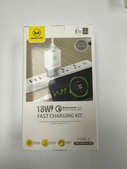Set incarcator si cablu Fast Charge 18W, Cablu Tip C