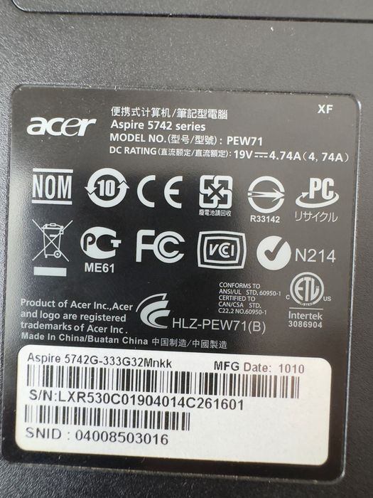 Laptop Acer Aspire 5742G