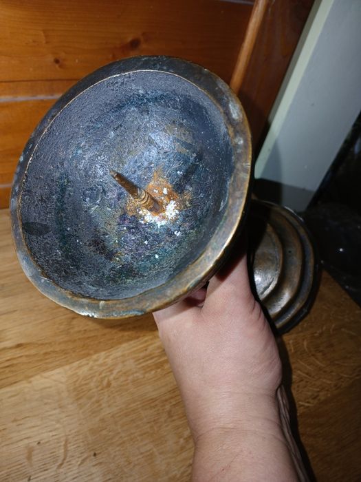 Suport de lumânare brutalist vintage 1960 bronz inaltime 20 cm 3.1 kg