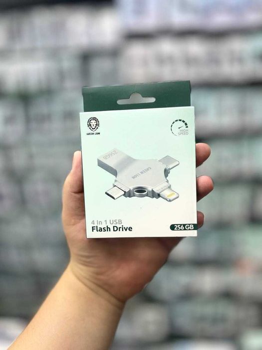 Универсал Флешка Green lion 4in1 USB, Type-C, Micro, Lightning