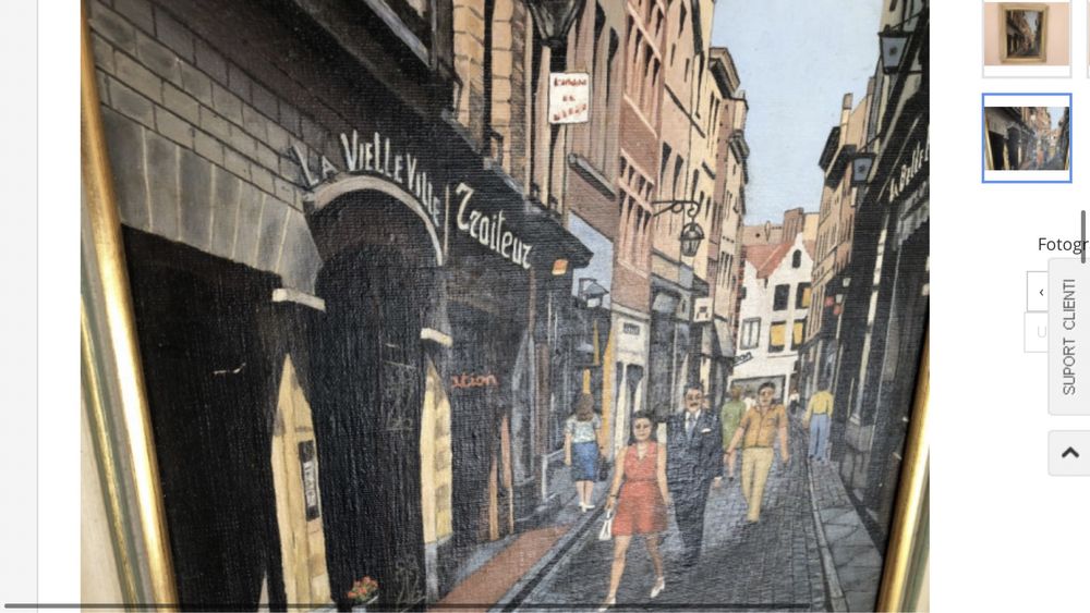 Tablou, litografie franceza reprezentand oameni pe strada