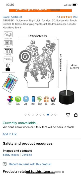 Lampa Spiderman,iluzie 3D,16 culori schimbatoare.Noua