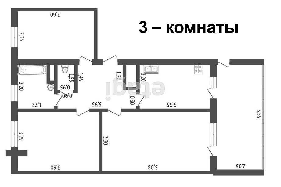 3 комнатная квартира ул. Бобур, Текстильный институт (110409)