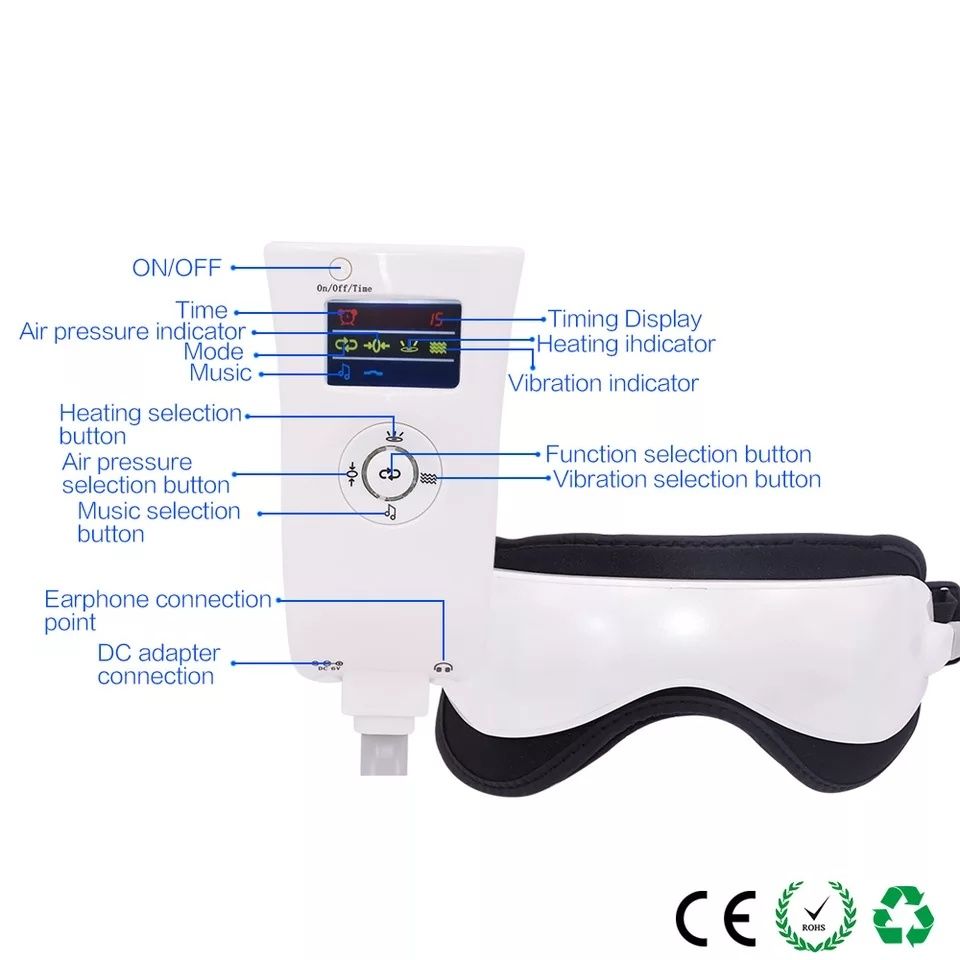 Масажор за очи с термотерапия, магнитотерапия и музикотерапия, мигрена