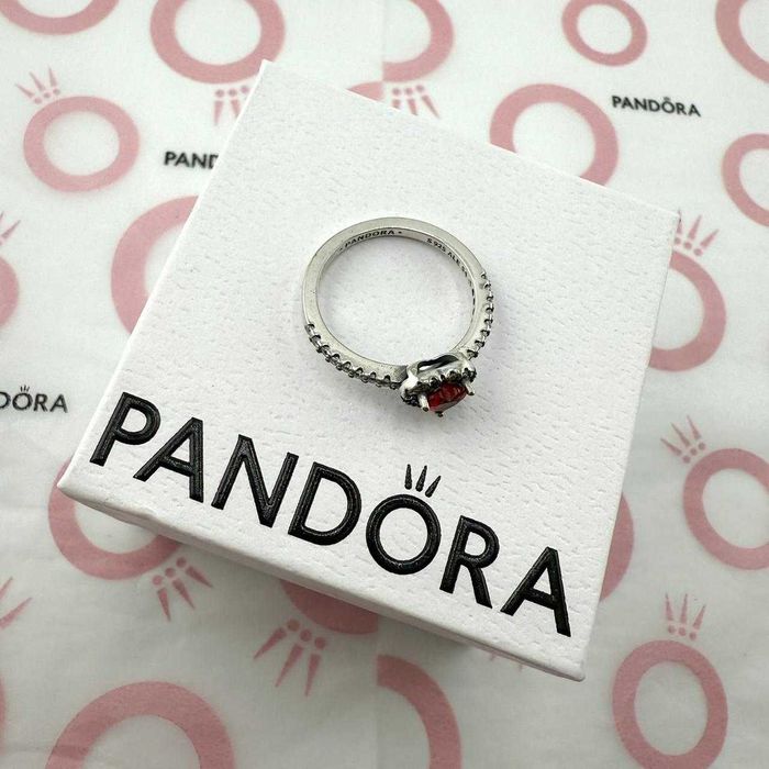 Inel Pandora Inimă Roșie - Argint 925, in cutie