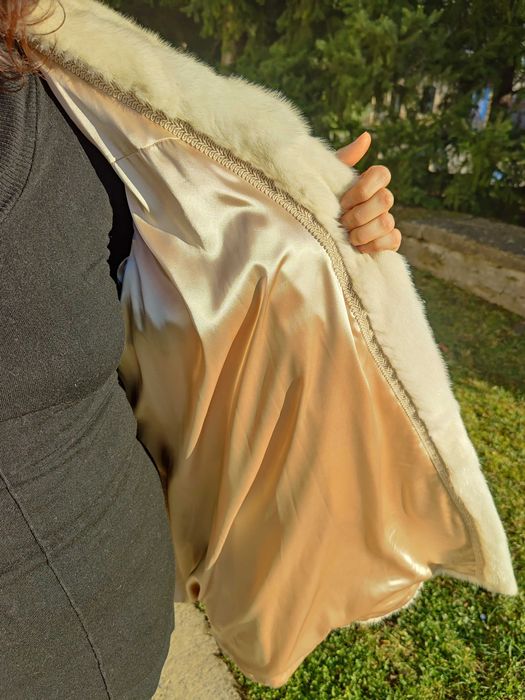 Blana Nurca Alba / Vizon NOUA XL / XXL (nr 8) Lunga