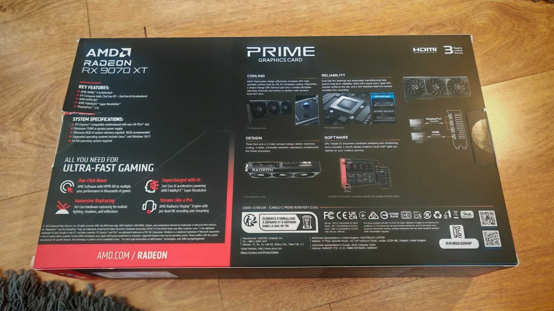 НОВА ! Видеокарта ASUS - Prime Radeon RX 9070 XT OC, 16GB, GDDR6