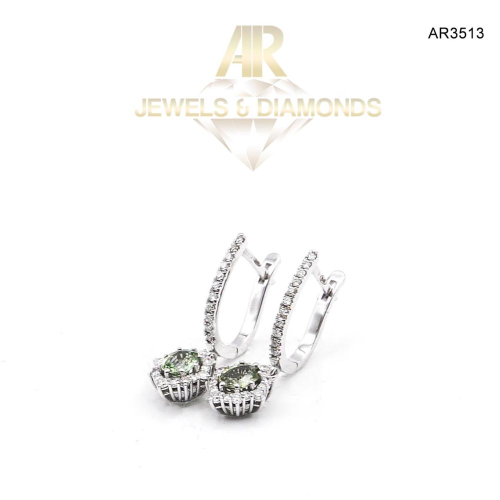 Cercei Aur Alb cu Diamante model nou ARJEWELS(AR3513)
