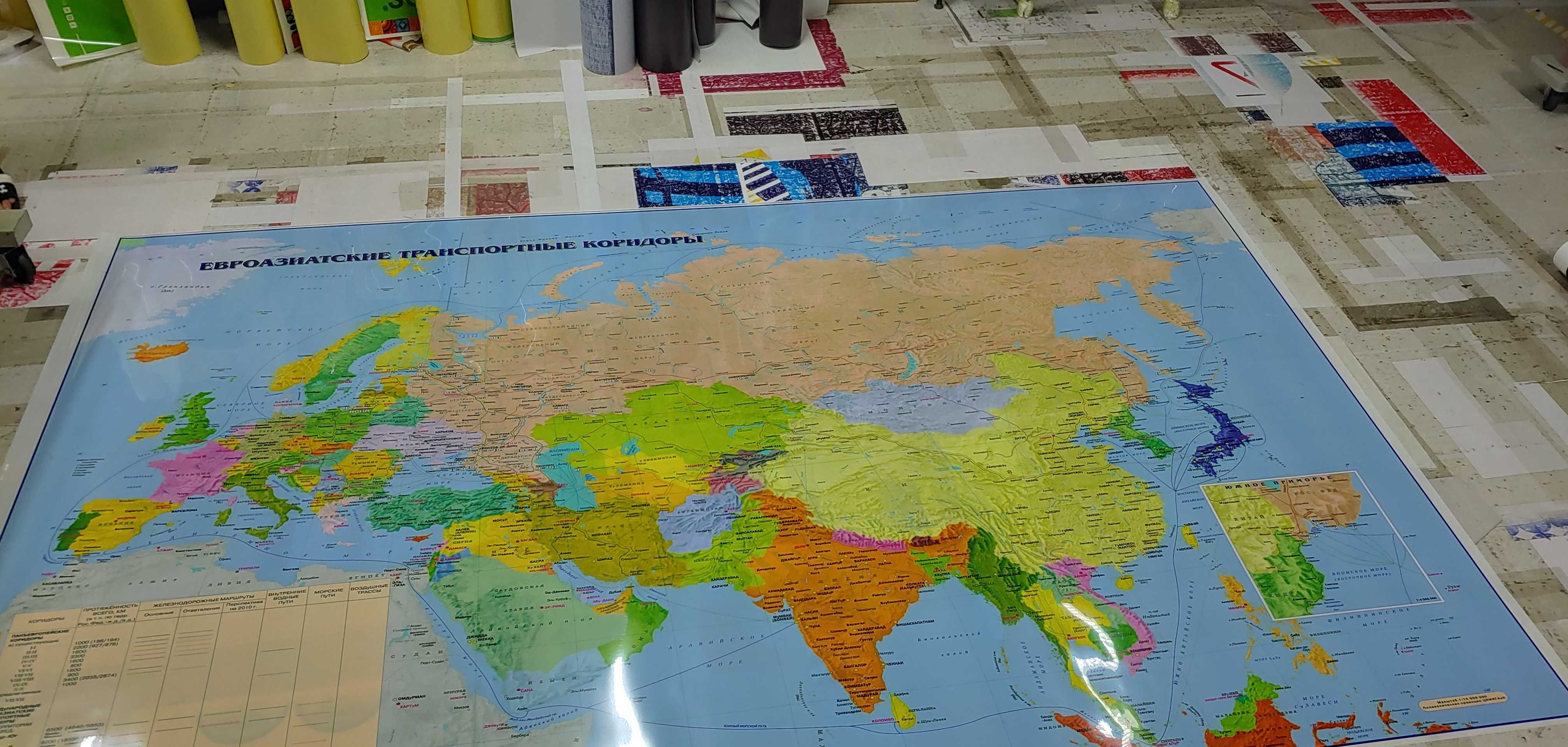 Большая карта мира на стену 250х150см (Интерьерная)