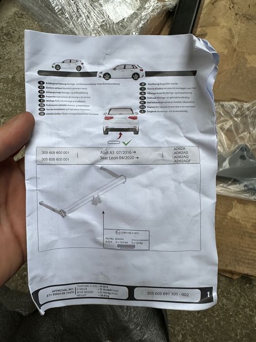 Carlig remorcare Audi A3 sau Seat Leon