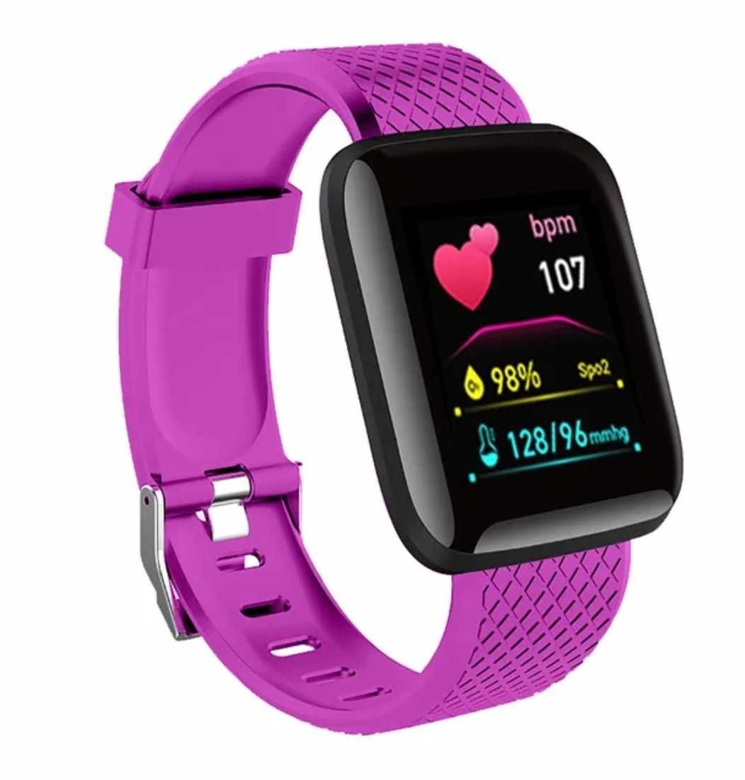 Smart watch bluetooth. Zeci de funcții fitness&sănătate. Mov. Pătrat.
