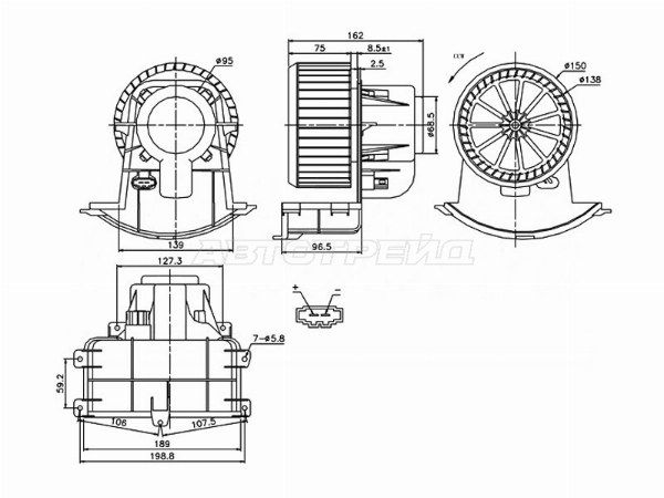 Мотор отопителя салона Volkswagen Multivan