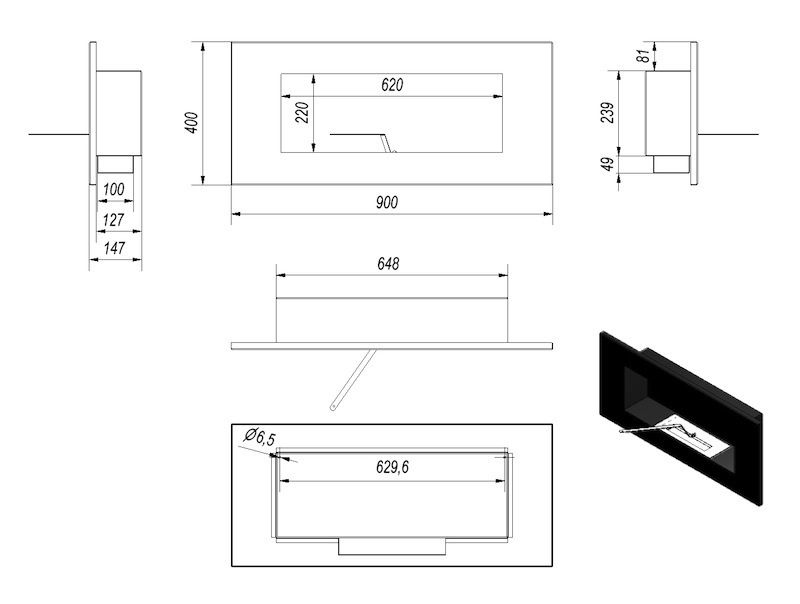 Semineu decorativ pentru apartament cu flacara adevarata - Delta 2