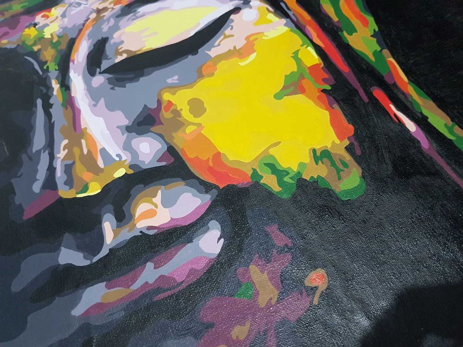 Tablou pictura buddha 40 x 50 cm pictat manual pe panza canvas