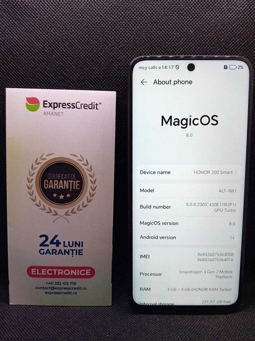Honor 200 Smart 5G (B.23977 AG31 Barboi) Garantie 2 ani!