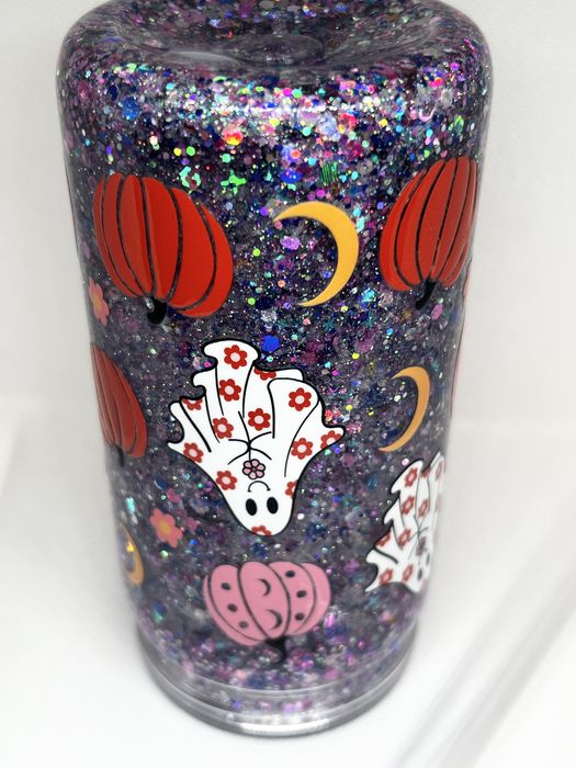 Pahar cu capac si pai Snowglobe Halloween