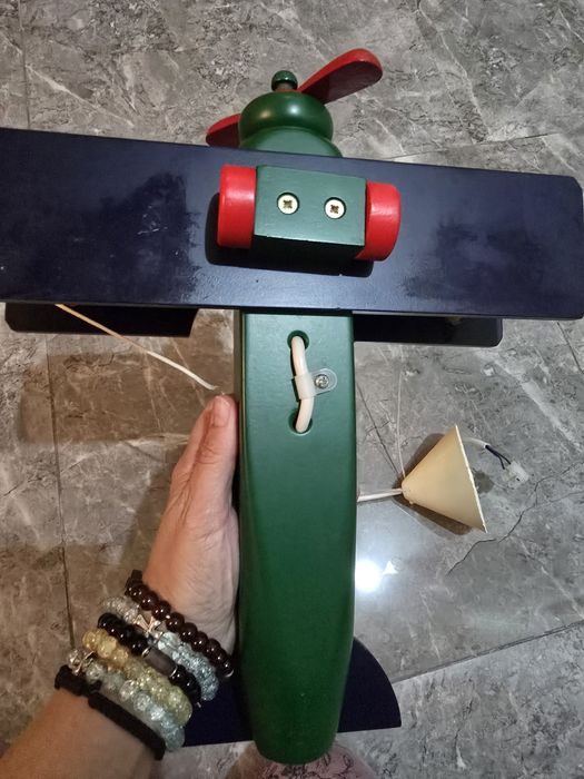 Lampa/lustra copii - avion de lemn