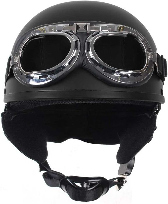 Set Casca Moto ,MIL-TEC, Half Face cu Ochelari,Marime M 57-58 cm