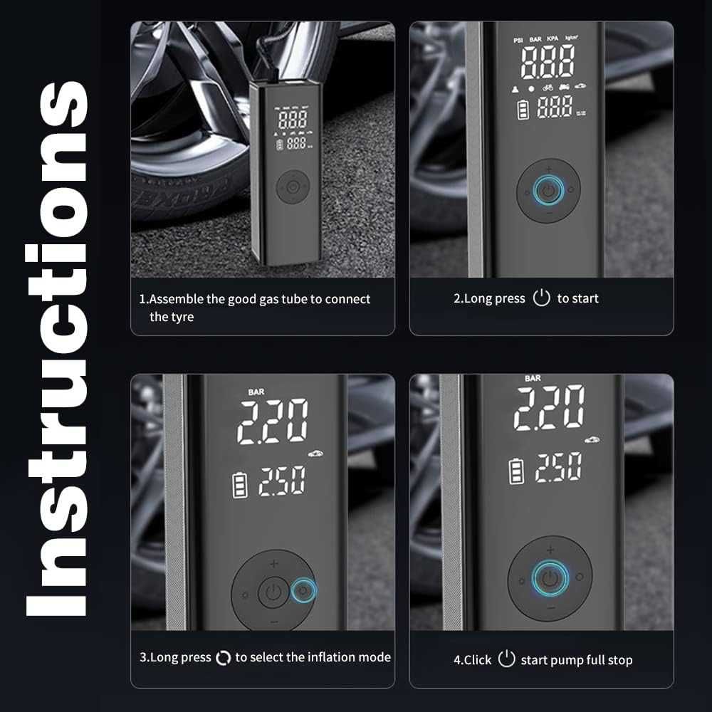 Електронен Компресор С Зарядно, Фенер, 120W