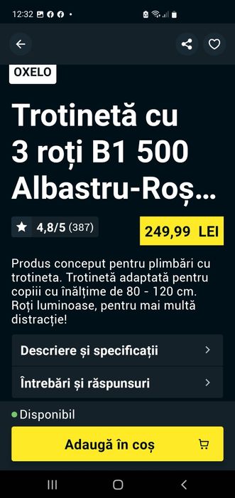 Trotineta Oxelo lumini