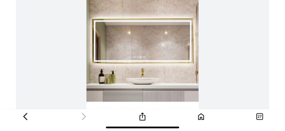 Vand oglinda cu iluminare pentru baie. Oglina este noua, neutilizata.