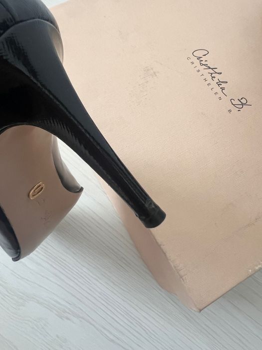 Musette pantofi cu toc negri