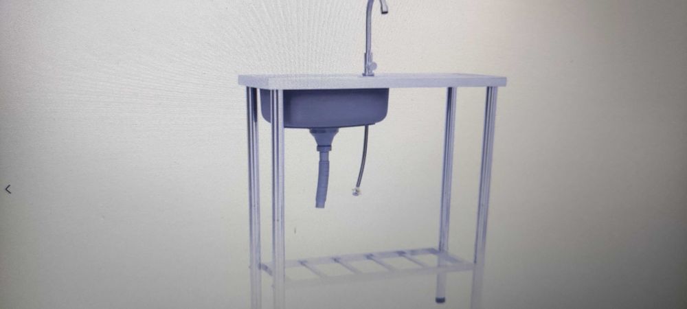 Къмпинг мивка, единична, с кран, неръждаема стомана