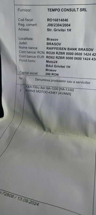 Vând filtru K&N HA-1330 pentru honda VTX 1300