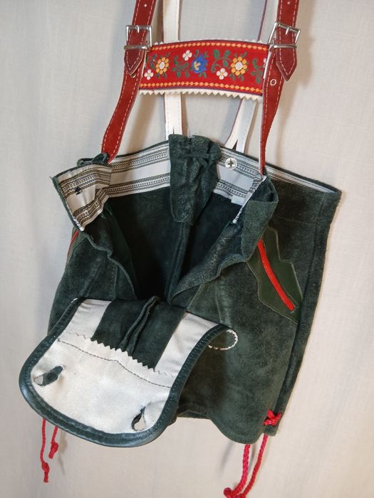 Pantaloni bavarezi copii nr 116 piele Lederhose tirolezi