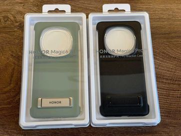 Оригинален твърд калъф Honor Magic 6 Pro PU Bracket Case Black/Green