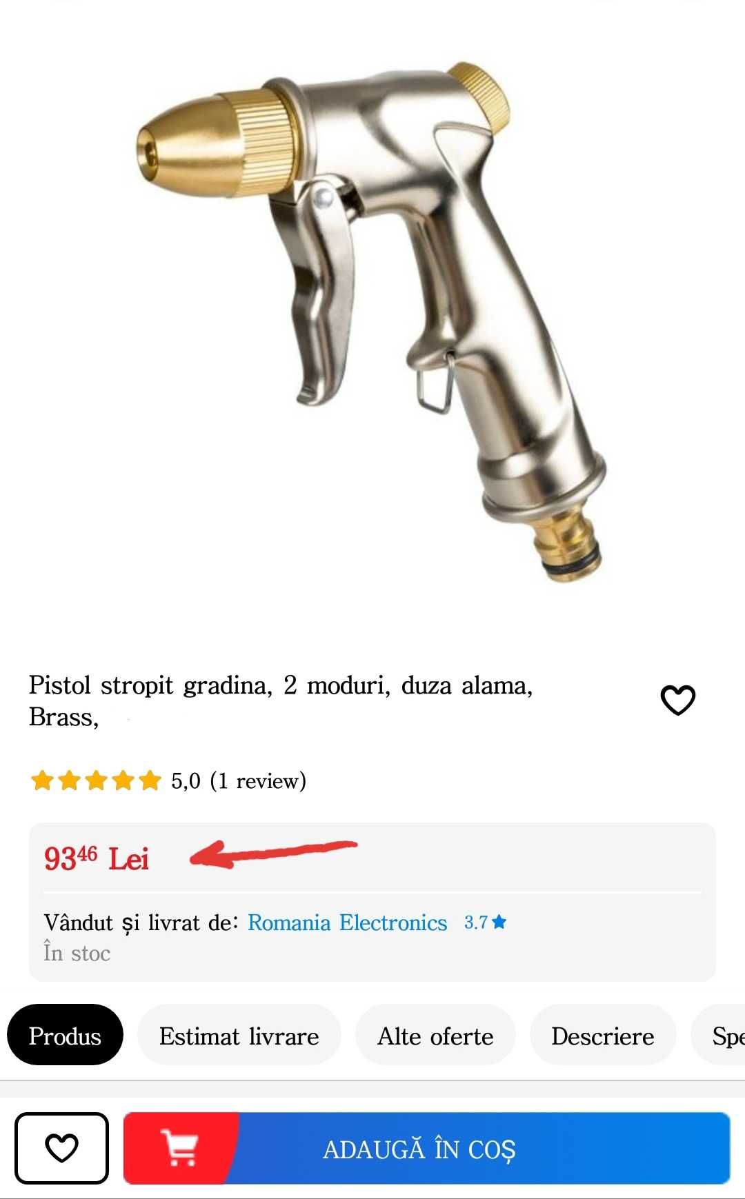 Pistol profesional din bronz,pentru udat grădina,4 moduri de stropit,