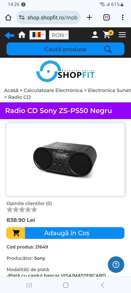 Radio casetofon cu CD. Usb