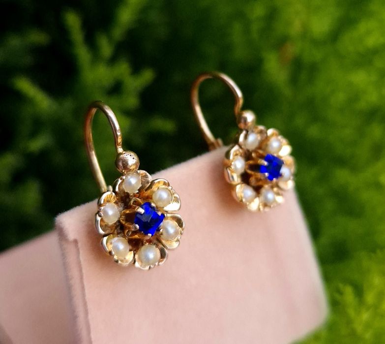 Cercei vintage din aur de 18K cu perlute naturale